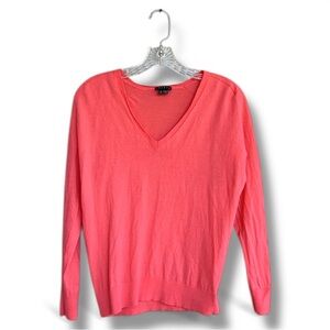 Theory Adrianna Preenescence Coral Lightweight Wool V-Neck Sweater Size Small